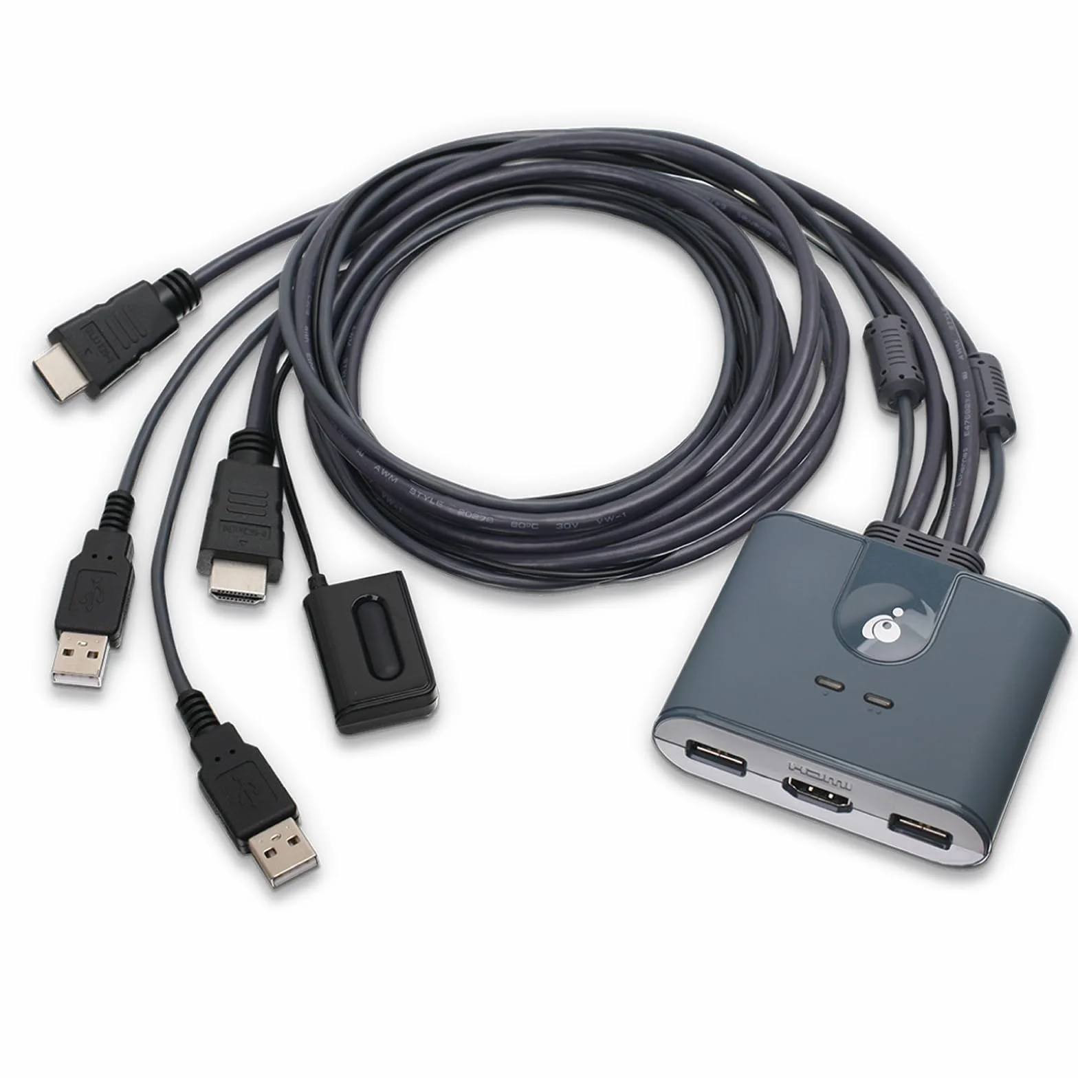IOGEAR HDMI KVM Switch 2 PC 1 Monitor 1080@60Hz Full HD für Maus, Tastatur, Drucker mit USB/HDMI-Kabel und Fernbedienung, Plug n Play, kompatibel mit Win11/10, Mac