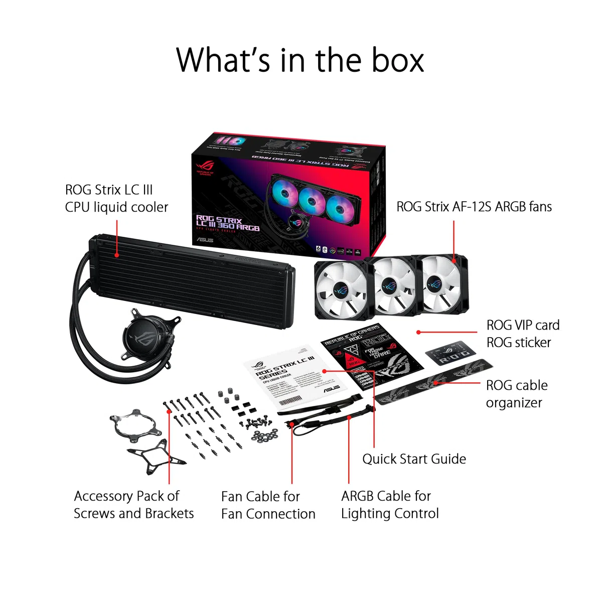 ASUS ROG Strix LC III 360 ARGB All-in-One Flüssig-CPU-Wasserkühlung schwarz (DREI adressierbare ROG ARGB-Lüfter, Anti-Vibrations-Gummi, kompatibel mit Intel LGA 1700, 1200, 115X, AMD AM5, AM4)