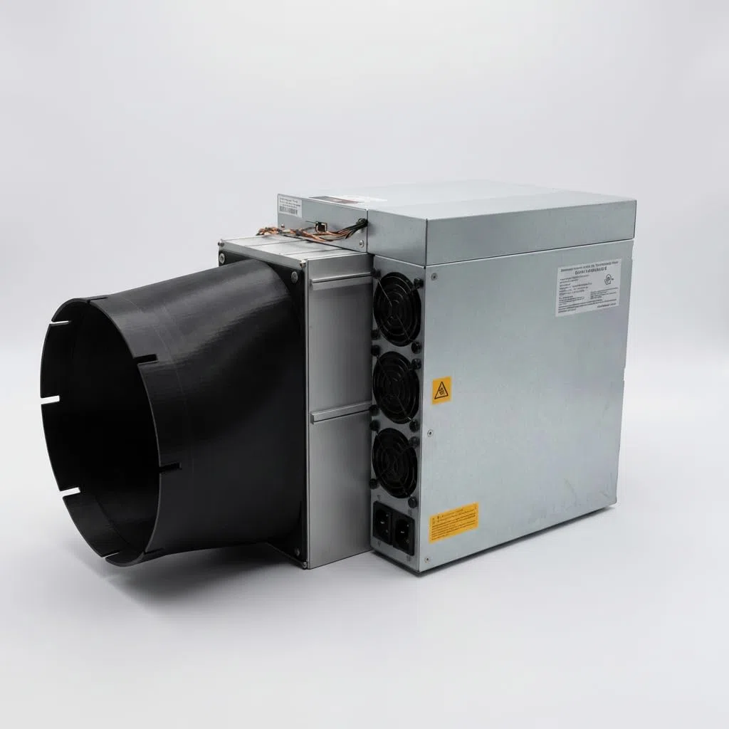 Intake-Lüfterabdeckung für Antminer S19 & S21 ASIC Miner mit 2x120mm Lüftern – Adapter für externen Inline-Ventilator – inkl. Montagematerial (8 Zoll – 200mm)
