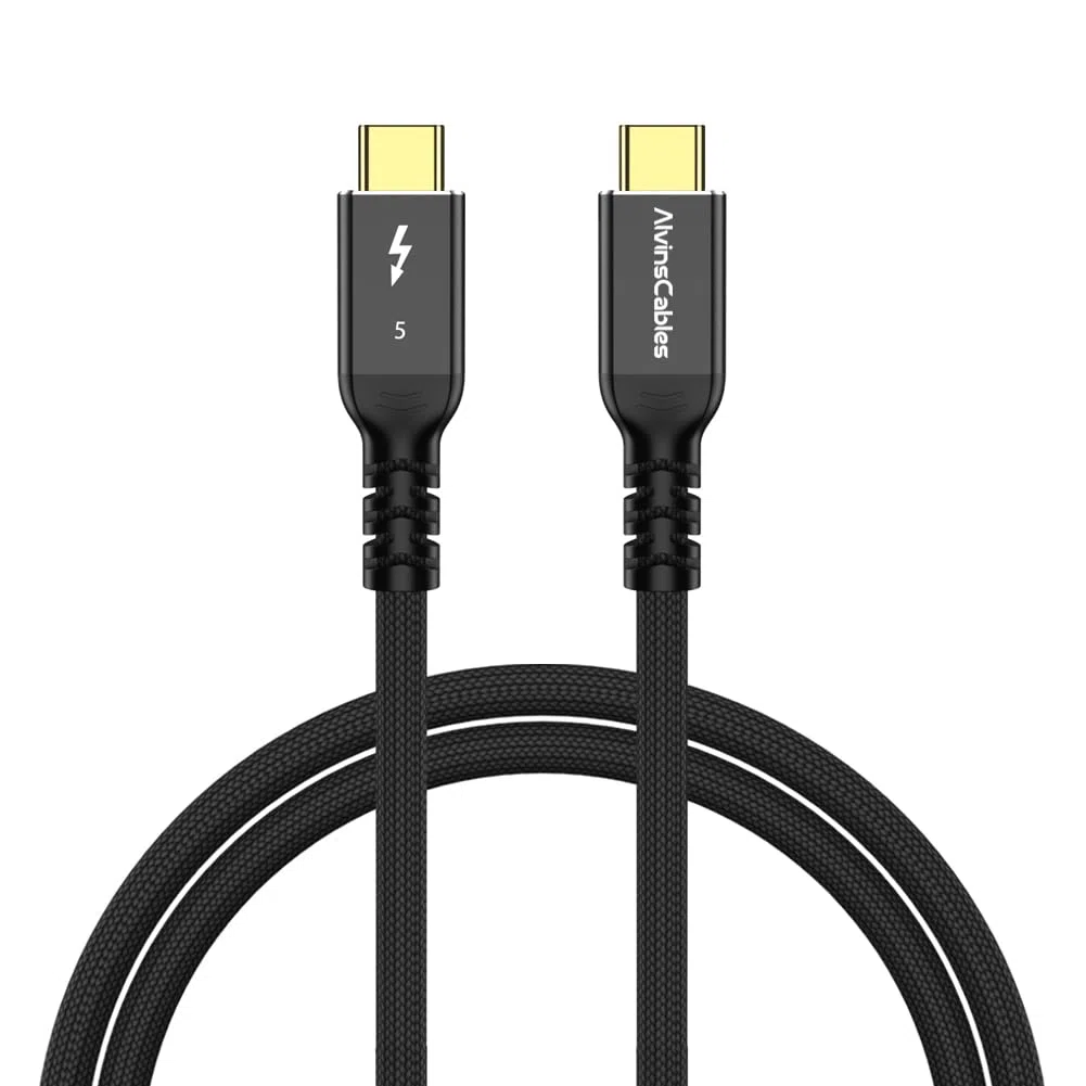 Alvin's Cables Thunderbolt 5 Kabel, 1.2m USB-C zu USB-C Kabel 120Gbps 240W PD Schnellladung 16K Display, Kompatibel mit Thunderbolt 4/3, USB4, für Macbook, eGPU, Dock, Intel Zertifiziert