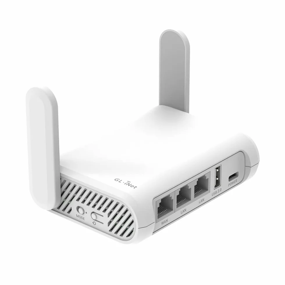 GL.iNet GL-SFT1200 (Opal) Mobile Reise-Router, AC1200 WiFi Router, VPN Mobiler WLAN Router Mobil, Pocket WiFi, 3X Gigacube Port, Travel WLAN Access Point for Glasfaser Modem, Openwrt/Wireguard/Home
