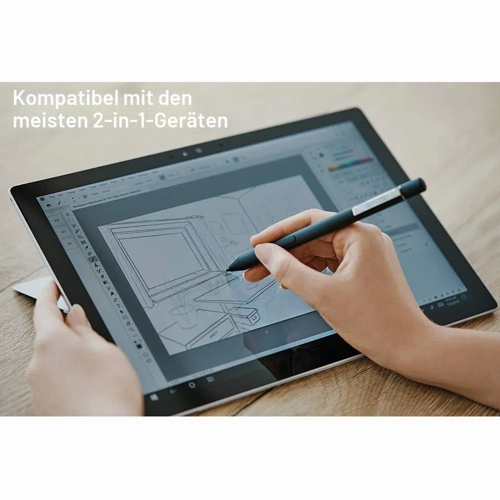 Bamboo Ink Plus-Active Stylus (wiederaufladbar, mit 4.096 Druckstufen & Neigungserkennung zum präzisen Zeichnen, Schreiben & Kommentieren auf stiftfähigen Windows 10-Geräten) schwarz