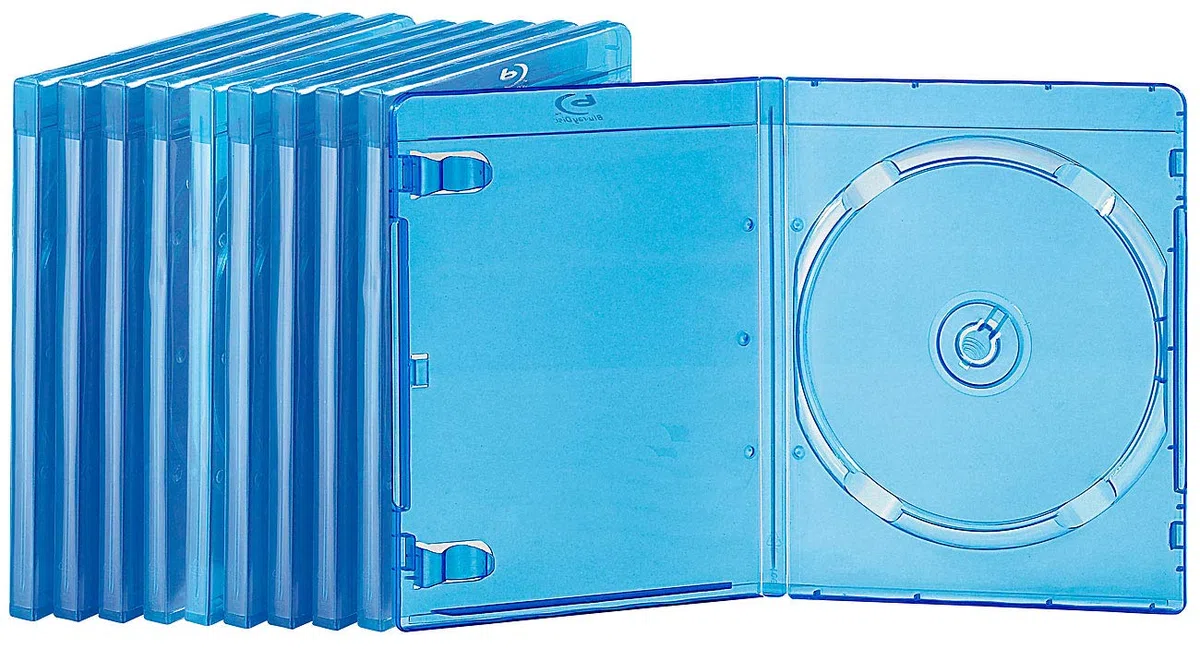 PEARL Blu-ray Jewel Box: Blu-ray Slim-Soft-Hüllen blau-transparent, Versandrückläufer (Blueray Hüllen)