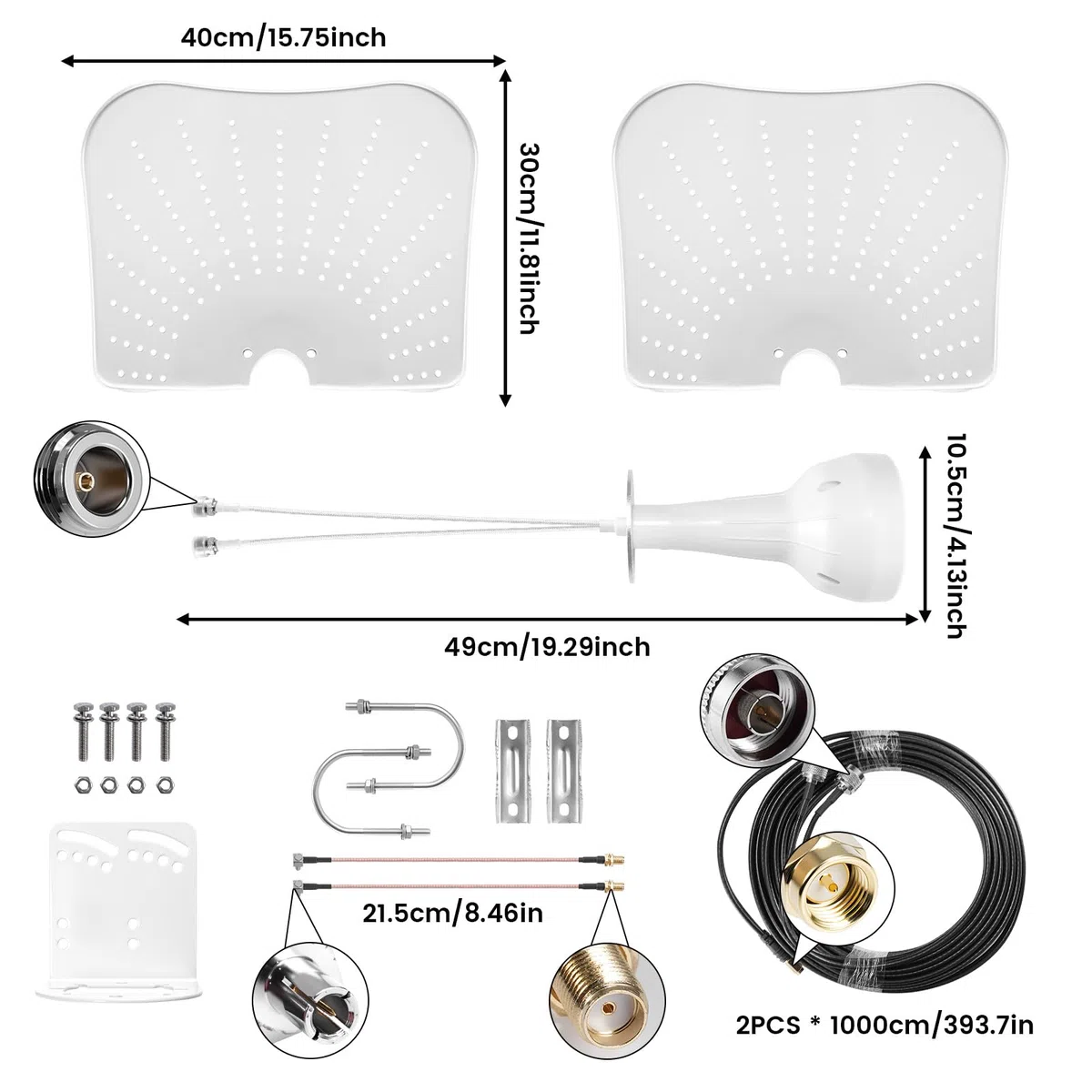 22dBi Gain 4G LTE 5G Antenne Outdoor Dual Band,600-6000MHzMimo Directional Antenne, Kompatibles Signal, Richtungs-MimoRouter, Externe Antenne SMA/TS9, 2 x 10M Kabel