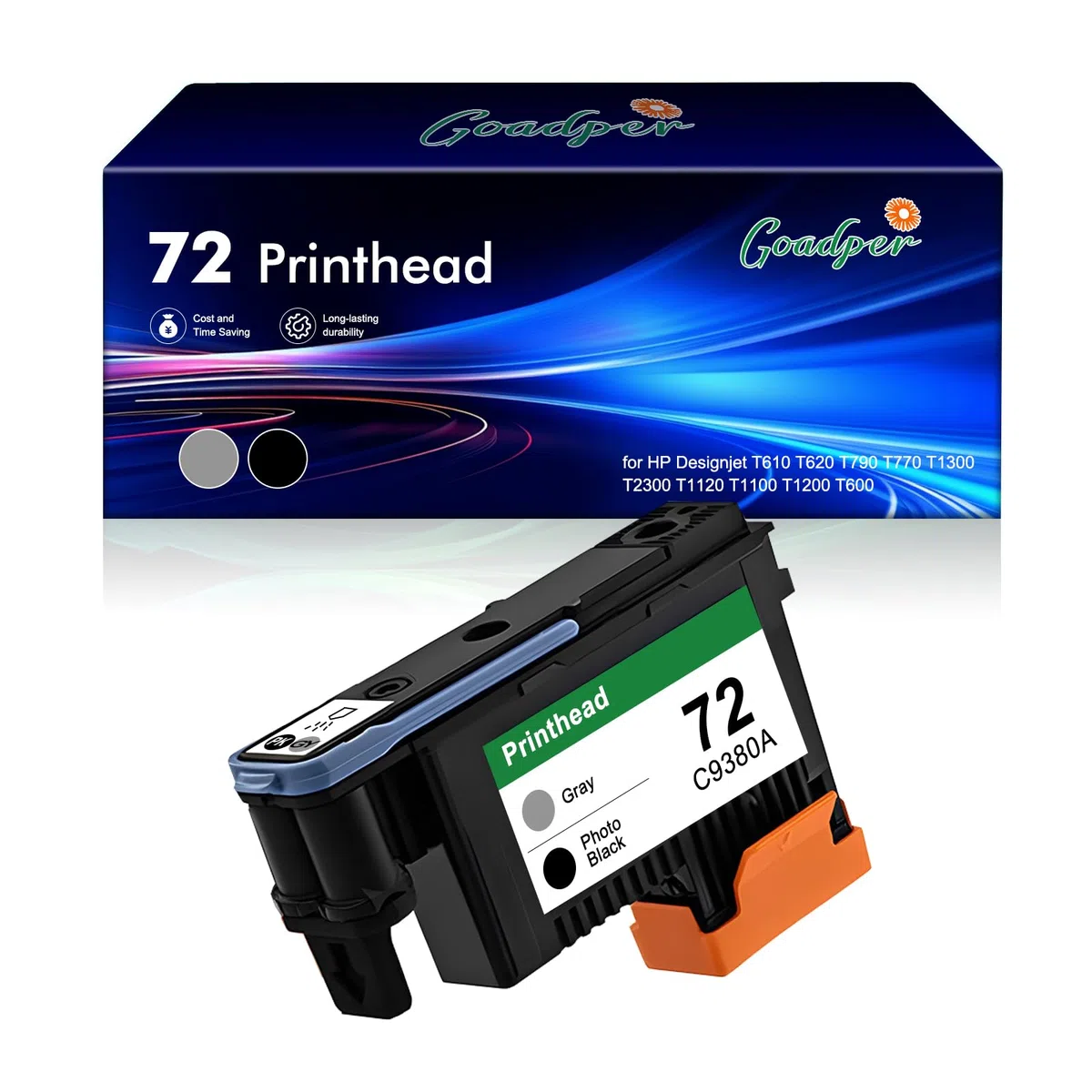 72 Druckkopf wiederaufbereitet kompatibel für HP 72 Druckkopf C9380A für HP Designjet T610 T620 T790 T770 T1300 T2300 T1120 T1100 T1200 T600 （PBK/GY）