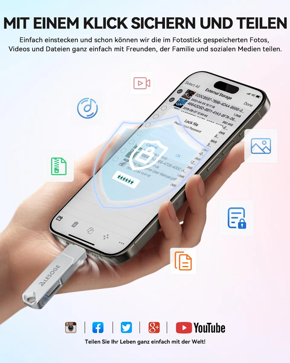 MFi Zertifizierter USB Stick 128GB für iPhone,3 in 1 USB Speicherstick USB 3.0 USB-Flash-Laufwerk, Externer Speichererweiterung Fotostick,USB C Stick für iPhone/iPad/Android/PC/Mac