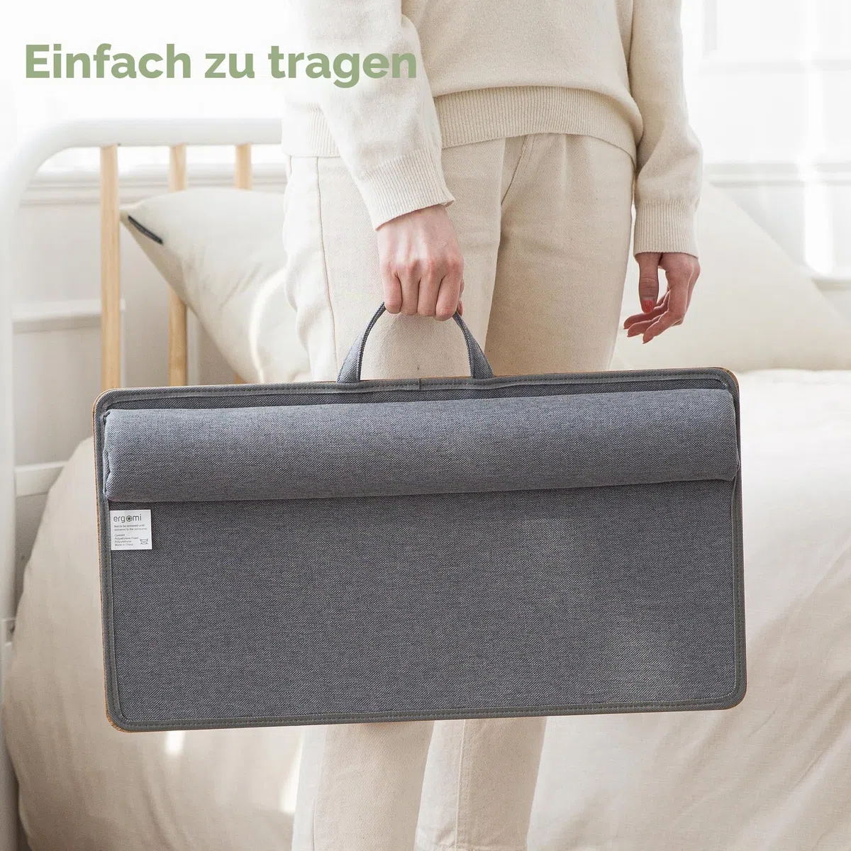 Laptopkissen Schoß, Homeoffice Kissentablett mit Kissen, Laptoptisch fürs Bett/Couch/Sofa, Laptopunterlage für max. 17 Zoll Notebook, Tablet, 30.5 x 57 x 4.5 cm, Größe L – Holzoptik