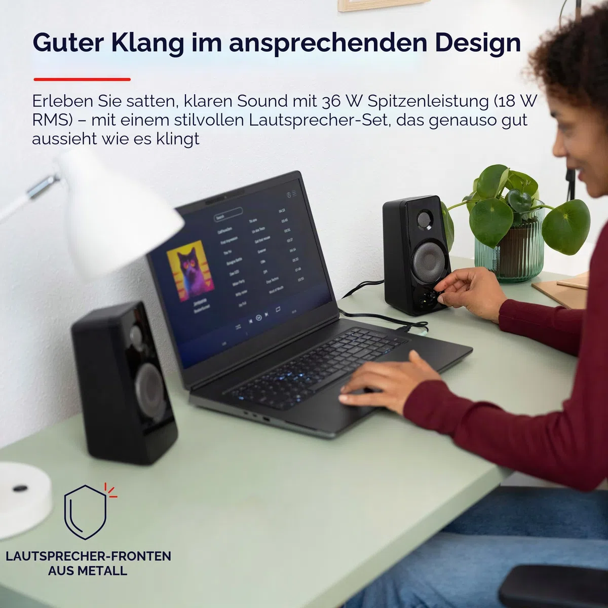 Trust Tytan 2.0 Lautsprecherset, 36 W (18 W RMS), Computer Boxen, Lautstärke- und Bassregler, Kopfhöreranschluss, USB-Betrieb PC Lautsprecher für Laptop, Smartphone, Tablet - Schwarz