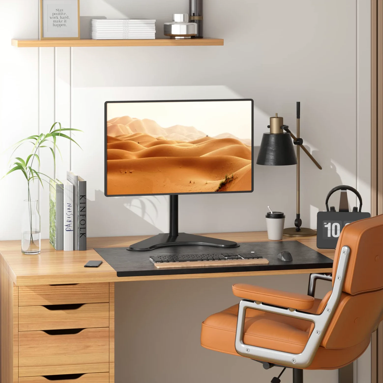 WALI Monitor Halterung 1 Monitor,Höhenverstellbarer Bildschirm Halterung,Freistehender Monitorständer mit VESA 75 bis 100,voll verstellbar für bis 32 Zoll (MF001),Schwarz