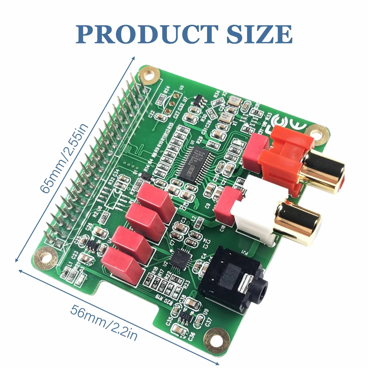 HiFi DAC HAT für Raspberry Pi 5/4/3B+/Zero, PCM5122 Audio-Karte, 384kHz/32bit HiFi Sound Shield mit RCA & 3.5mm Ausgang, Duale Oszillatoren & DOP, 112dB SNR