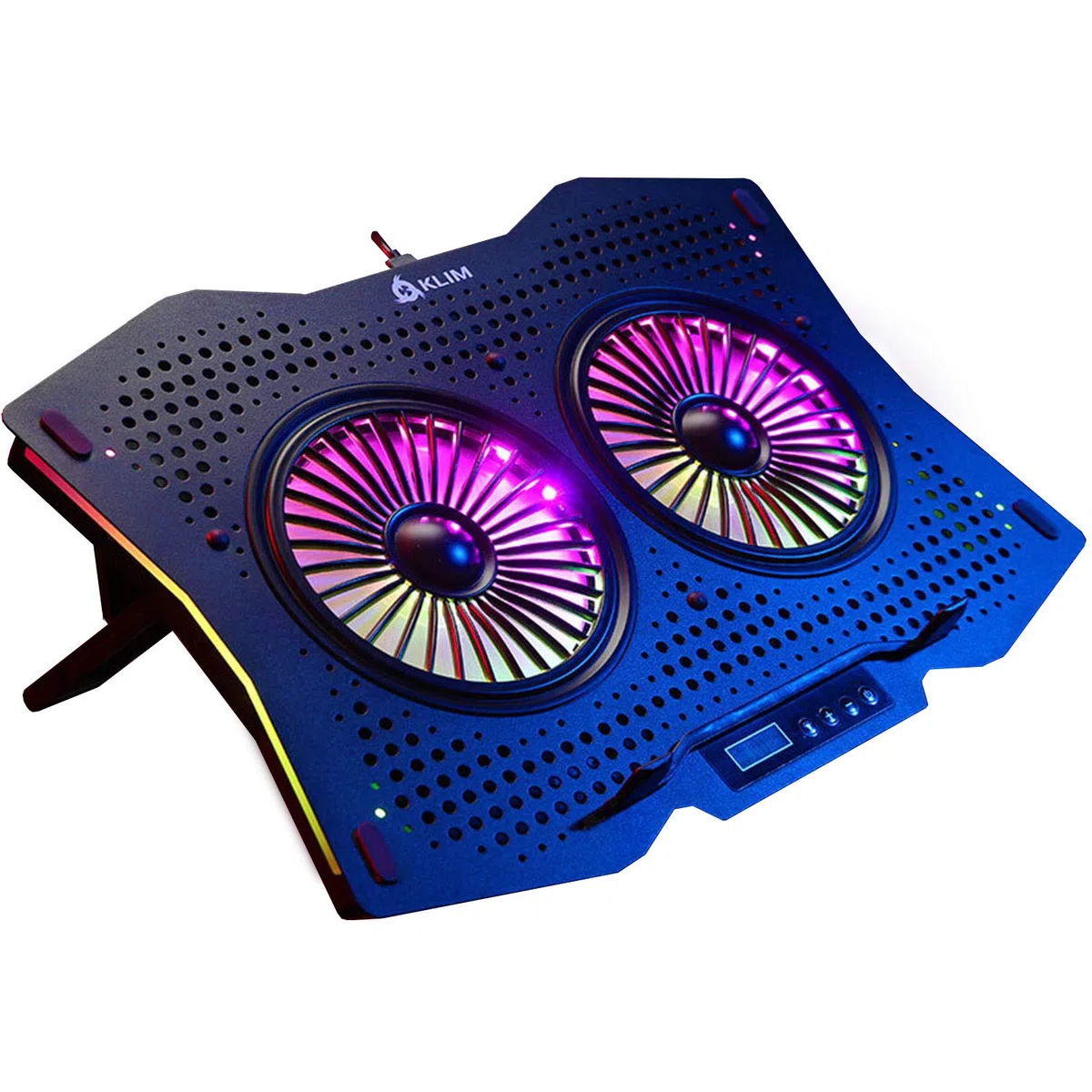 KLIM Halo + Laptop Kühler mit RGB Beleuchtung + 11" - 17" + Gaming Laptop Lüfter Pad für den Schreibtisch + USB Notebook Kühler + sehr stabil und leise + Kompatibel mit Mac und PS4 - NEU