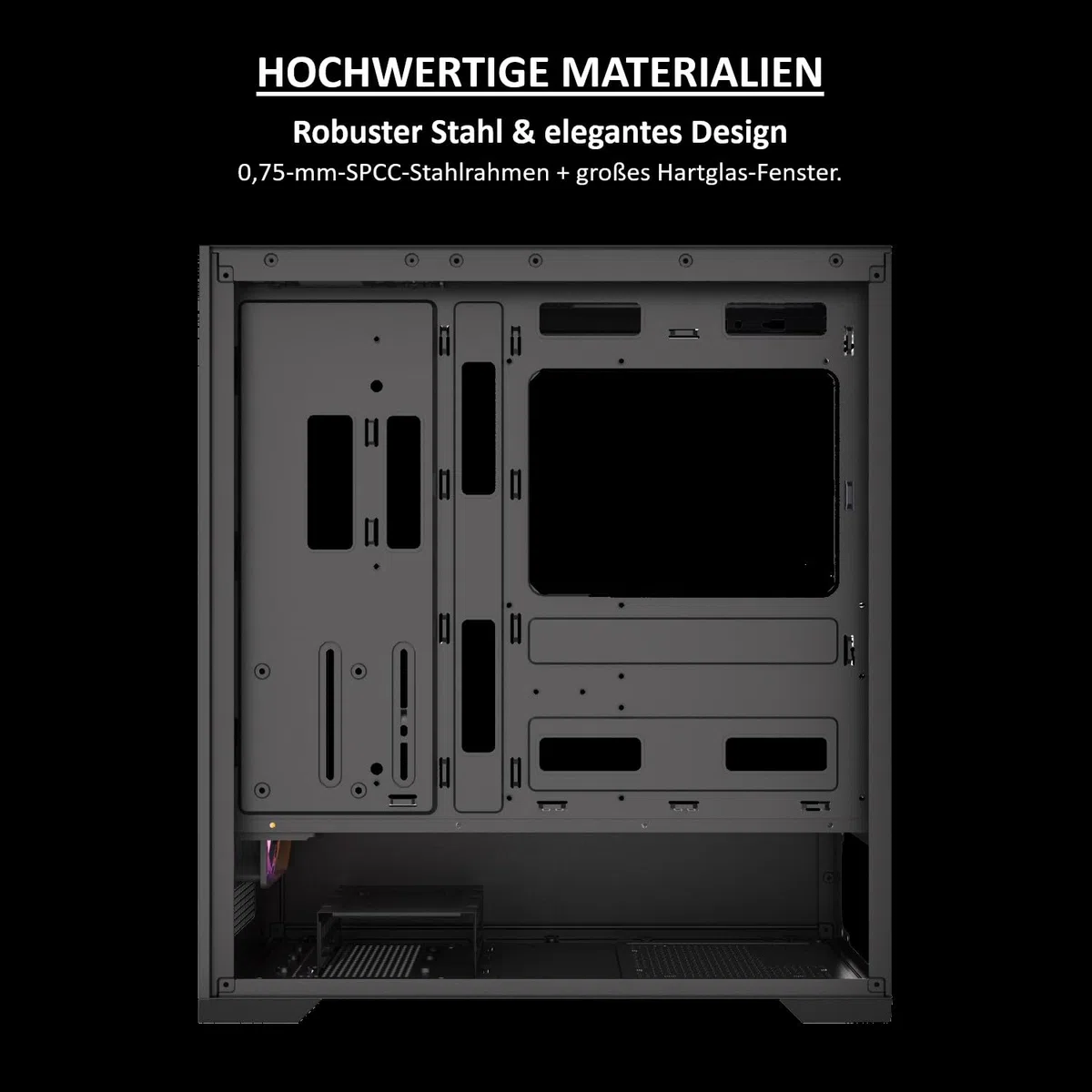 Core 100 A-RGB Black Midi Tower PC-Gehäuse, Gehärtetes Glas-Seitenfenster, 4X 120mm PWM RGB Lüfter, Mesh-Front, Maximaler Airflow, ATX/mATX/ITX, 360 mm Radiatoren, USB 3.0