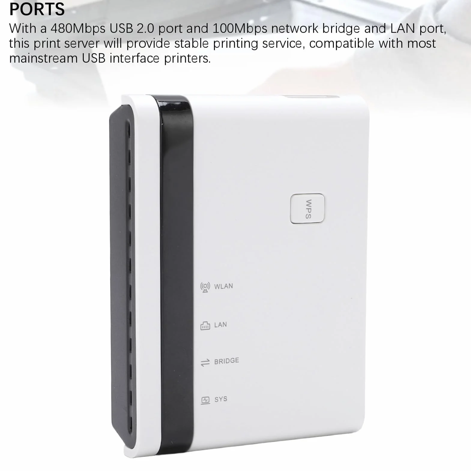 GOWENIC USB -Printserver, 10 100 Mbit/S LAN Bridge Wireless Wired Messalone Print Server Support 4 Drucker Plug and Play, mit 480 Mbit/S USB 2.0 -Port, für 7 8 10 11 XP OS X (EU-Stecker)
