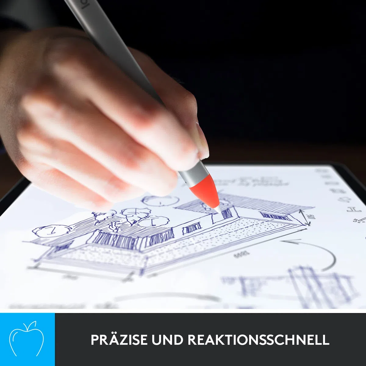 Logitech Crayon Digital Pencil for Education, digitaler Zeichenstift für alle ab 2018 veröffentlichten iPads mit Apple Pencil Technologie, Anti-Roll-Design und dynamischem Smart-Tip - Silber