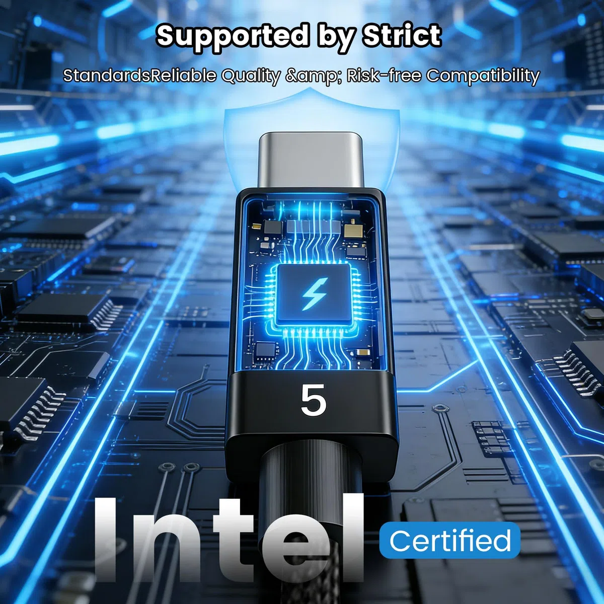 Thunderbolt 5 Kabel, [Intel-zertifiziert] 80Gbps Thunderbolt 5 Kabel mit 240W Schnellladen, 16K/8K Display, bis zu 120Gbps Videobandbreite für für MacBook, Laptop, Monitor, Dockingstation(0,5m)