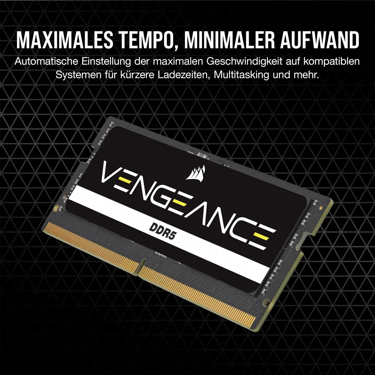 CORSAIR VENGEANCE SODIMM DDR5 RAM 32GB (2x16GB) Bis zu 5600MHz CL48-48-48-90 1.10V Intel XMP 3.0 Laptop-Speicher – Schwarz (CMSX32GX5M2A5600C48)