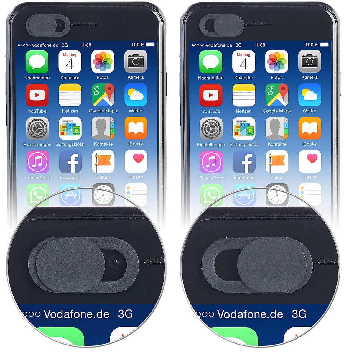 PEARL Webcam Schutz: 6er-Set Universal-Webcam-Abdeckungen mit Schiebe-Mechanismus (Kamera Schieber, Webcam Abdeckung Laptop, iPhone Smartphone)