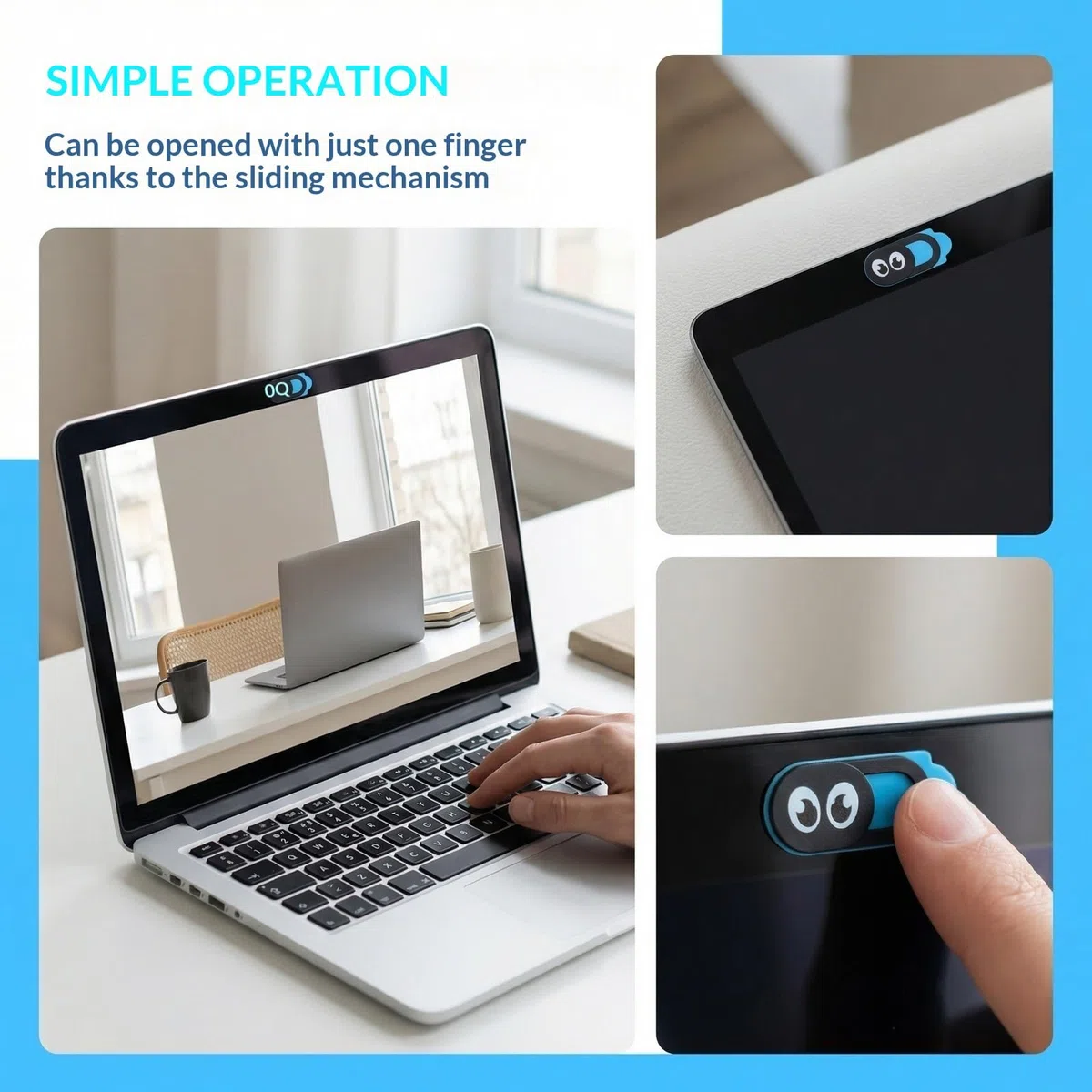 Ultradünne Kameraschutzhülle, Webcam Abdeckung, Geeignet für Laptops, Smartphones und Tablets, Objektivabdeckung, Praktisches Schiebedesign (8er-Packung)