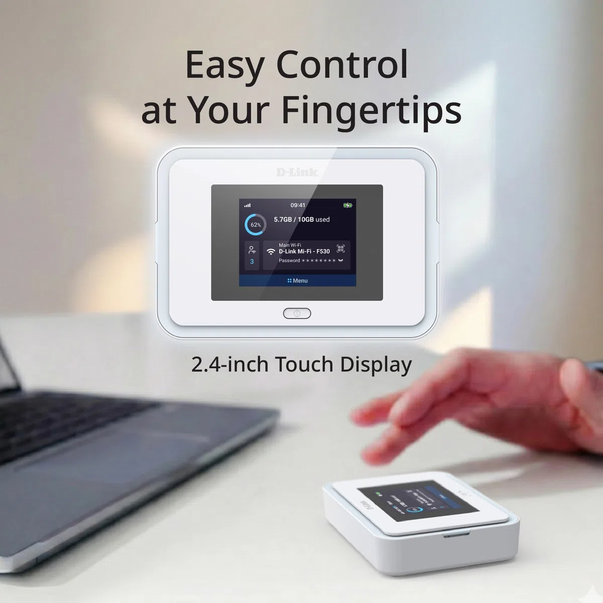 D-Link F530 5G NR AX3000 Wi-Fi 6 Mobiler Hotspot, Tragbarer 5G Router bis 7,01 Gbit/s, 2,4" Touchscreen, 32 Geräte, 5260 mAh Akku, USB-C PD, microSD, SIM-Slot, Reise WLAN Router