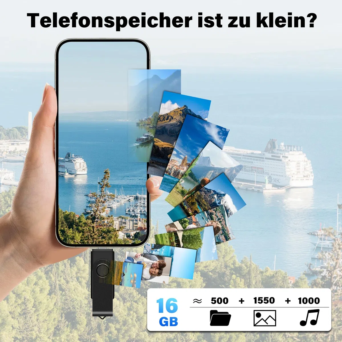 TEWENE USB C Stick 16GB 5er-Pack,USB Stick 2.0 für Phone und pad,Speicherstick für Handy 2 in 1(USB-C und USB-A),für Phone/Tablet/Android-Telefone und Computer.