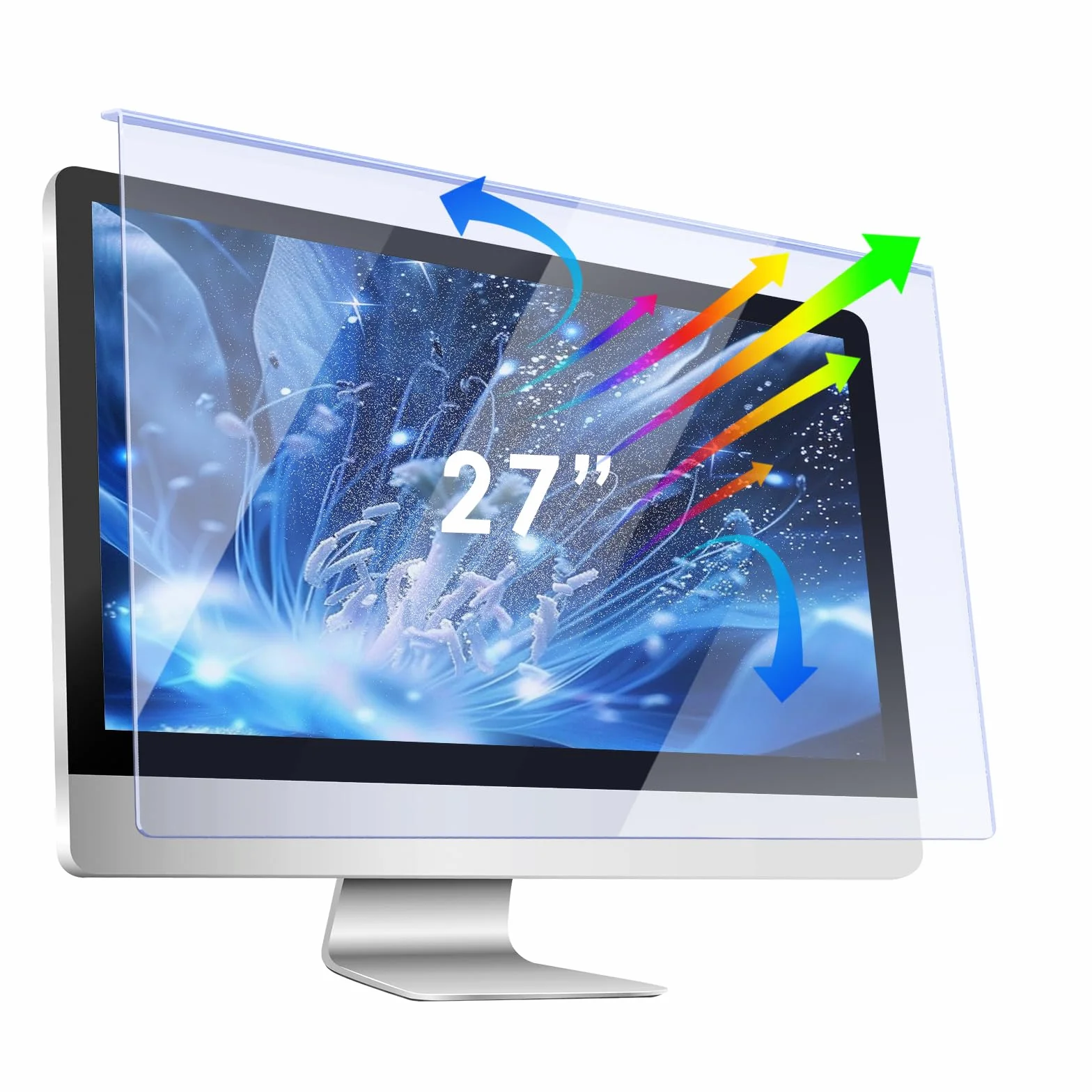 Qoosea 27 Zoll Blaues Licht Blockierung Bildschirmschutz für Computermonitore Universelle Passform 612.6x356mm Blendfrei UV-Schutz für langes Arbeiten und Spielen (27" 16:09)