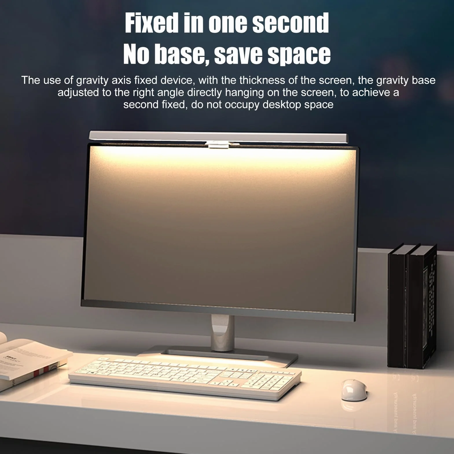 Ejoyous PC Lampe Bar 50cm, LED Laptop Beleuchtung Monitorlampe Kabellose Pc Büro Lampe Computer Bildschirmlampe Clip Verstellbar Helligkeit und Farbtemperatur Anti-blaues (White)