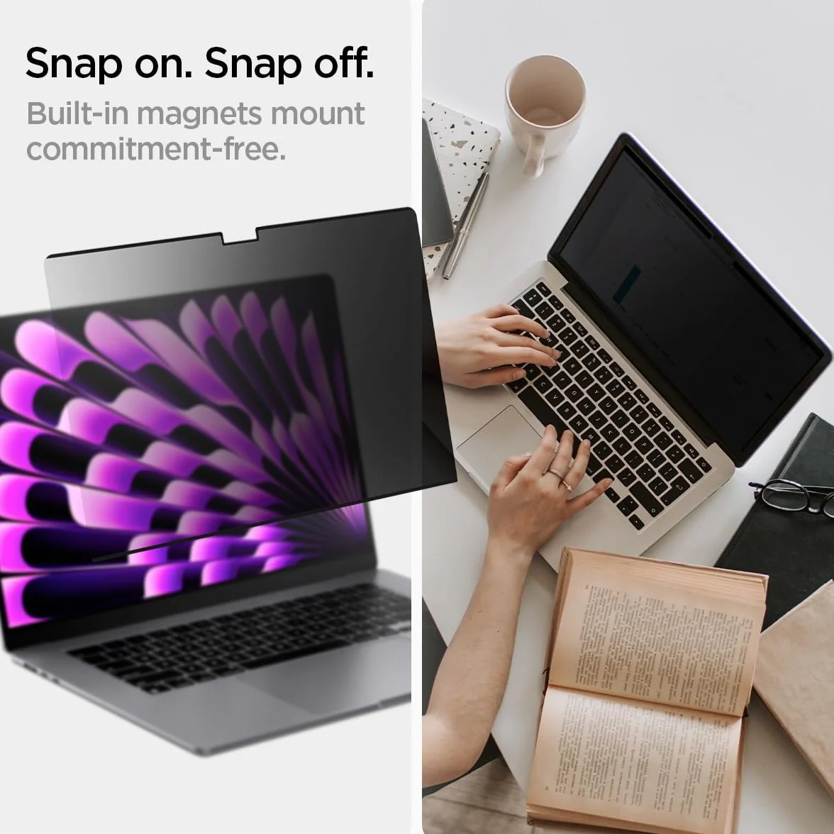 Spigen SafeView Magnetischer Blickschutzfilter für MacBook Air 15 Zoll (M5 2026 / M4 2025 / M3 2024 / M2 2022), Sichtschutzfilter, Blendschutz, Anti-Fingerabdruck, Abnehmbare Magnetfolie