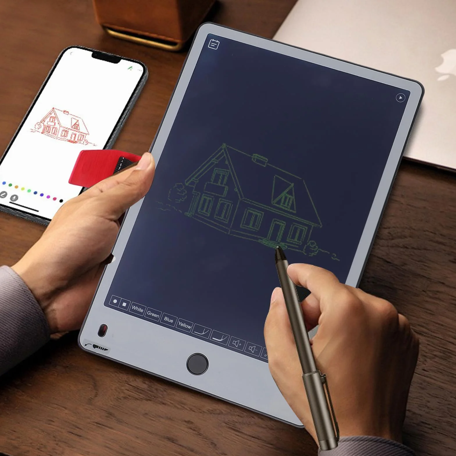 GOWENIC Digital Smart Pen und Writing Board -Set, Echtzeitsynchronisation für Digitalisierung, Einklick -Löschen und Freigabe, für Notiz -Handwerkskizzen
