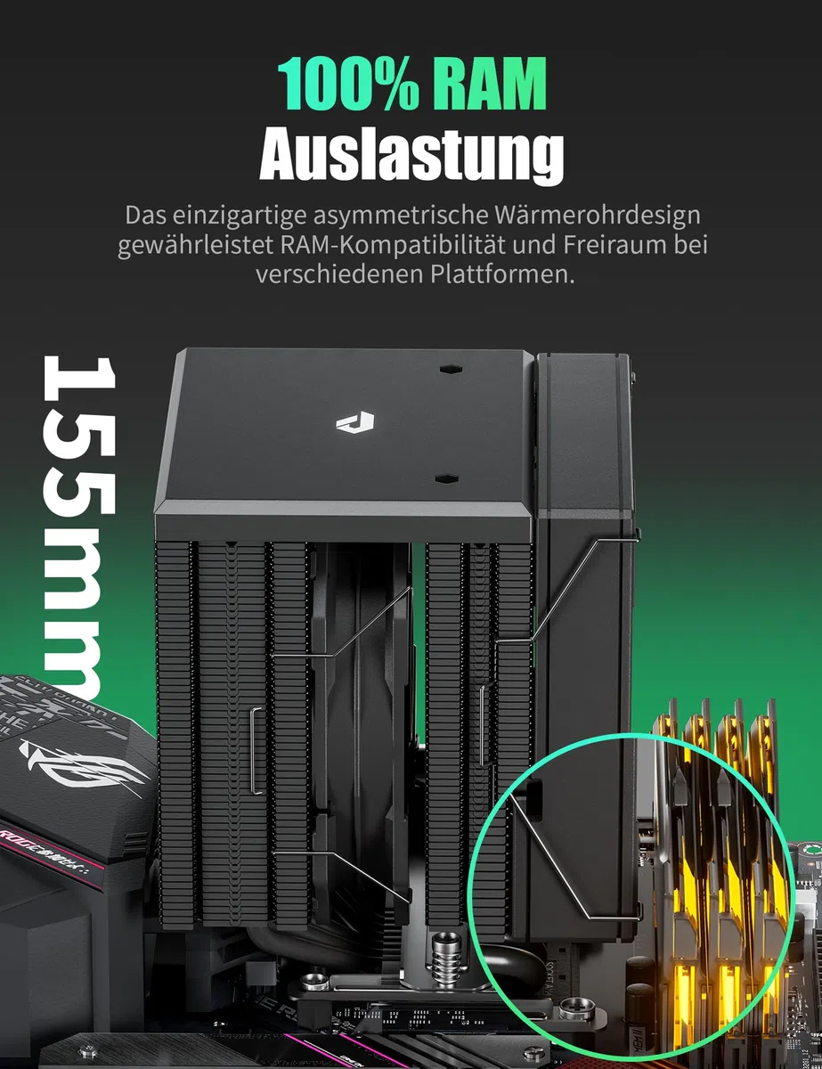 upHere gaming CPU Cooler,Dual Tower 6 Heat Pipes CPU Kühler,2 * 120MM PWM Lüfter,Ohne Entfernen des Lüfters zu Installieren den CPU Kühler,für AMD AM4 AM5/Intel 2011/2066 (X79/X99),PC Kühler,UE2K6.